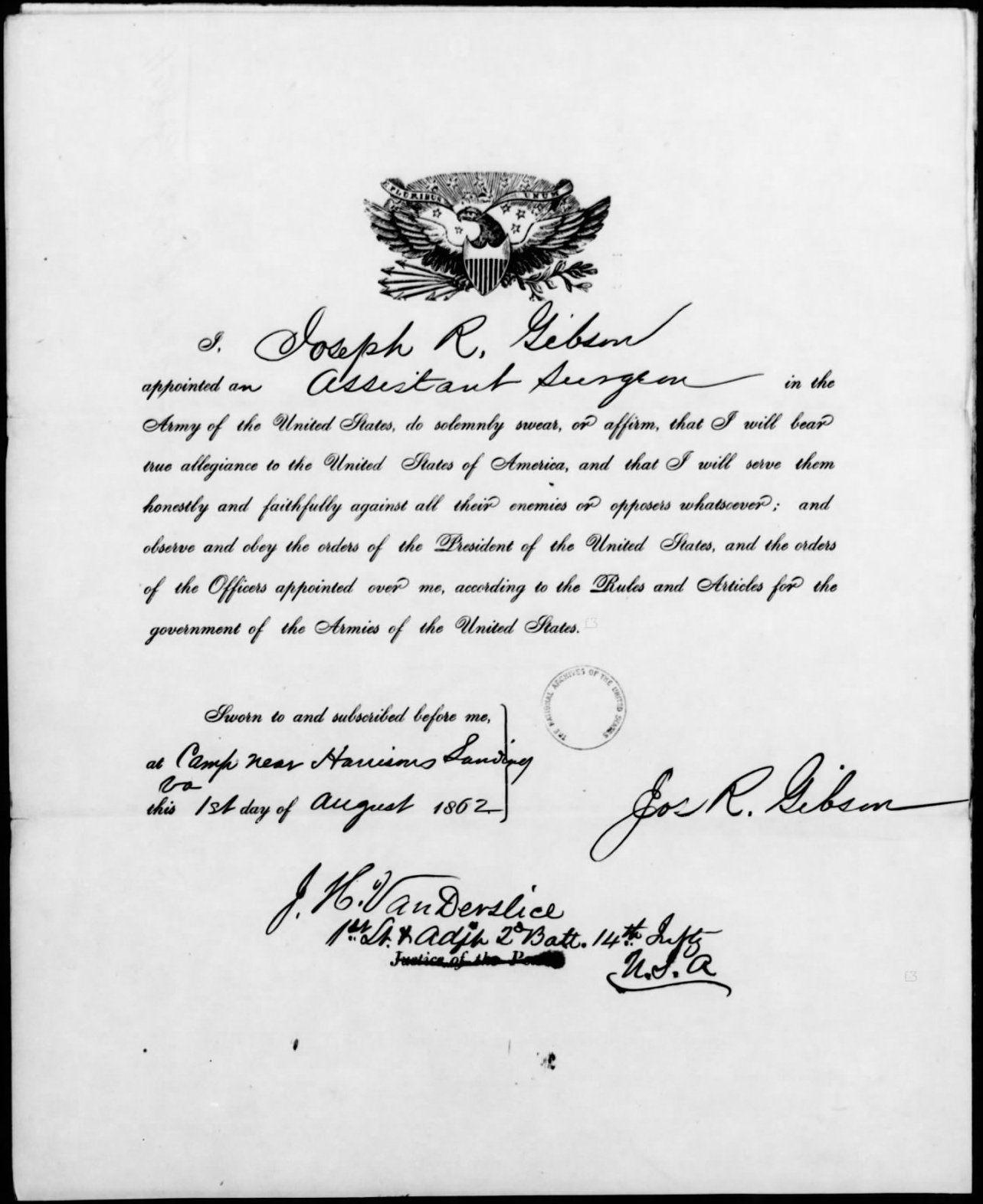 Asst Surgeon Joseph R Gibson, USA (1862, c. 1870)